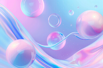 A colorful background with four pink spheres and a blue line