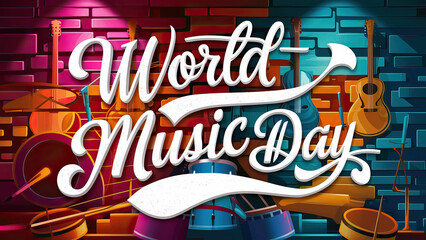 World Music Day, Vector, World Music Day poster, Music Day, World music day banner. A calligraphy,typography, international music day. Happy World Music Day, World Music Day post,
International Dance 