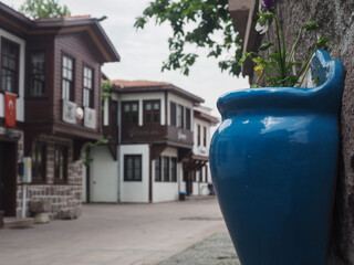 Fototapeta na wymiar Historical streets and houses in Ulus district of Ankara, Turkey