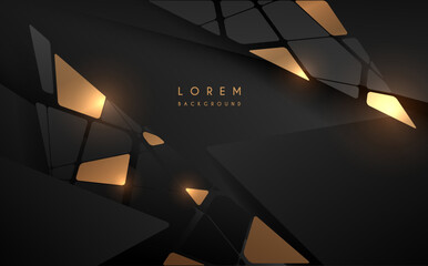 Abstract black and gold triangles background