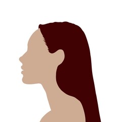 silhouette in profile of a girl with dark hair