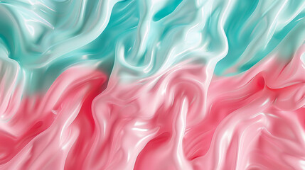 A whimsical interplay of bright pink and soft aqua waves, swirling together in a playful and joyful manner that evokes the carefree spirit of summer.