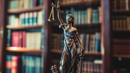 Fototapeta premium Statue of Justice - female justice in a lawyer's office