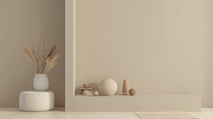 Modern minimalist interiors with neutral tones and natural lighting.