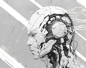 Minimalist Depicting the Concept of Artificial Intelligence and Technological Consciousness Generative ai