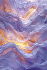 Obraz premium An ethereal fusion of soft lavender and glowing amber waves, merging in a magical pattern that suggests the mystical aura of twilight.