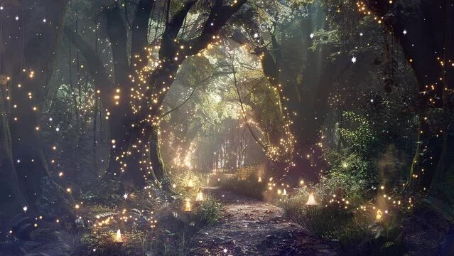 Enchanted Wonderland: Magical Forest Fantasy with Glowing Fireflies