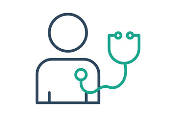 checkup icon. people with stethoscope. icon related to elderly. line icon style. old age element illustration