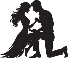 Romantic Couple Silhouette Vector Illustration