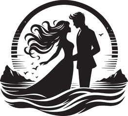 Romantic Couple Silhouette Vector Illustration