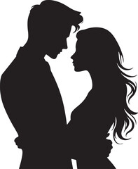 Romantic Couple Silhouette Vector Illustration