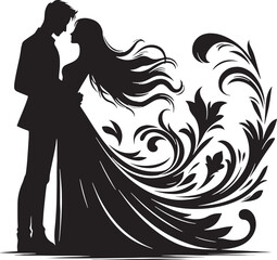 Romantic Couple Silhouette Vector Illustration