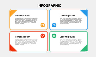 Business infographic template. Infographic element design with 4 steps, options and sections. Vector illustration