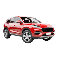 a 3d red car on Isolated transparent background png. generated with AI © Shilpi