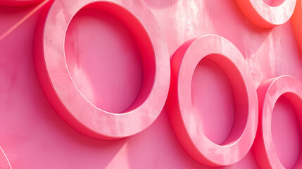 colorful wallpaper background with rings and curves arranged in a pattern on a vibrant pink wall backdrop for product display