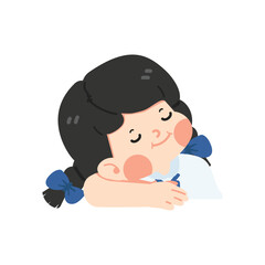 Kid girl students sleep vector