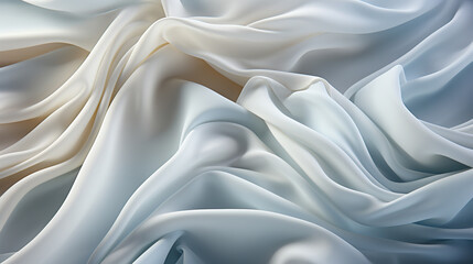 Obraz premium Beautifully Fluttering White Color Fabric in Space With Delicate Folds on Blurry Background