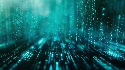 Technology computer cyberspace internet digital data network programming communication coding concept - Abstract green blue digital binary code matrix texture background