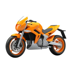 3d yellow motorcycle on Isolated transparent background png. generated with AI