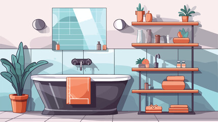 Modern sink and shelf units with bath accessories n