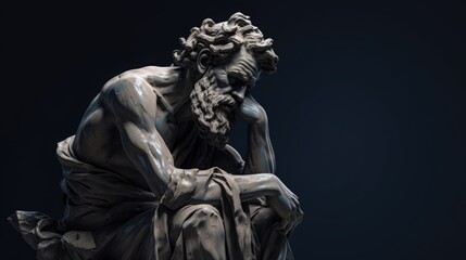 Ancient Statue Sculpture Philosopher Thinking Isolated - Generative AI