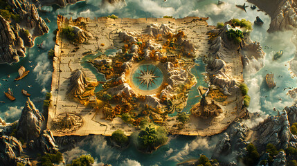 Exploring Origins: A Photoreal Journey into Epic Odysseys on a Map for Creative Inspiration