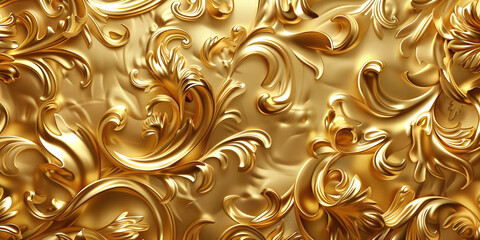 Golden Wallpaper Background of Luxury, Luxurious Golden Wallpaper Background, Golden Luxe: A Background Featuring Opulent Golden Wallpaper - Ai Generated