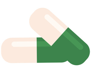 Capsule pills flat illustration isolated on white background.