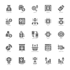 Fototapeta premium Blockchain icon pack for your website, mobile, presentation, and logo design. Blockchain icon glyph design. Vector graphics illustration and editable stroke.