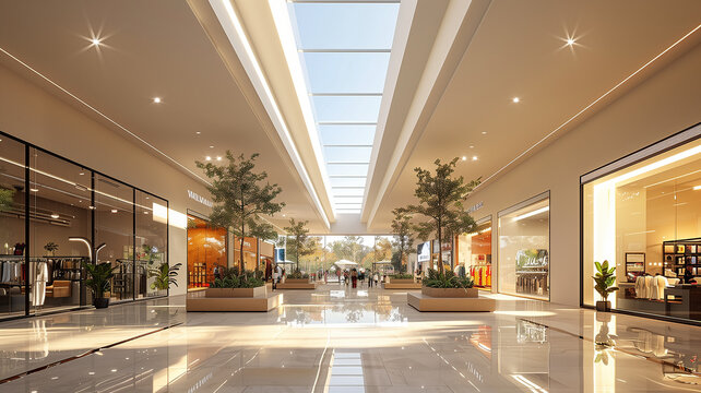 This empty shopping mall with a skylight overhead. Abandoned Shopping Mall With Skylight