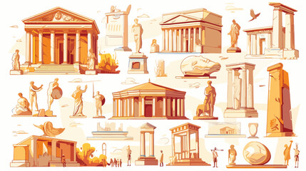 Museum thin line icons set vector illustration. Out