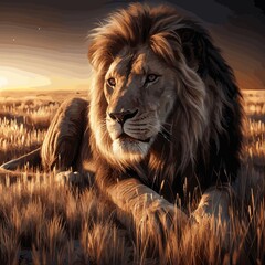 Naklejka premium Retrato de un León africano