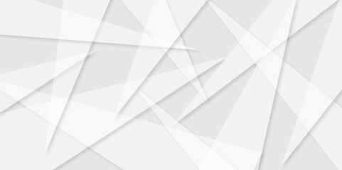 Fototapeta premium Abstract white and grey minimal futuristic concept line design. abstract triangle patterns lines shape modern Geometry style shine and layer element vector for presentation background template..