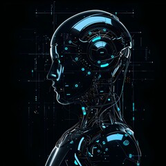 Sleek Chatbot with Futuristic Digital Interface and Minimalist Blue Accents on Pitch Black Background Evoking Modern Technology Concept Generative ai