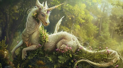 Whimsical illustrations of fantasy creatures like dragons, unicorns, or fairies for imaginative projects. © SH Design