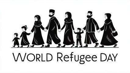 Fototapeta premium World Refugee Day, Poster, World Refugee Day poster, Banner, refugee day, post. World Refugee Day Banner, vector. social media post, World Refugee Day story. 20 June, Refugee abandone home. social med
