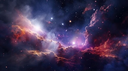 Colorful Universe Nebula And Stars Space Landscape - Generative AI