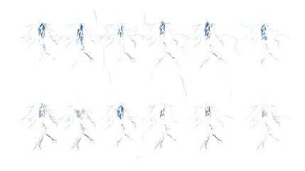 Set of lightning bolts on white background