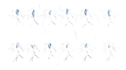 Set of lightning bolts on white background