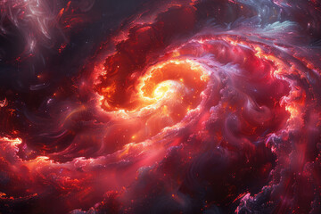 Red and purple swirls of smoke in the shape of galaxies form a mesmerizing cosmic background. Created with Ai