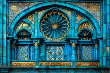 Obraz premium Islamic Patterns and AI Technology Merge in Stunning 4K Background