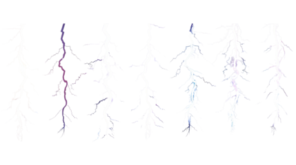 Set of lightning bolts on white background