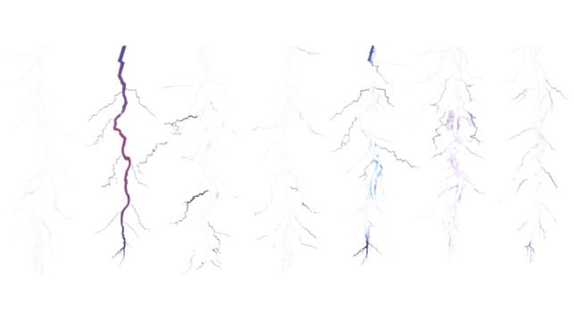 Set of lightning bolts on white background