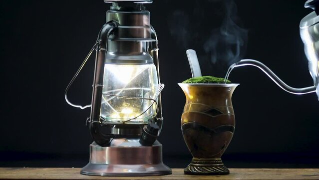 Traditional chimarr&atilde;o prepared with yerba mate (ilex paraguariensis). 