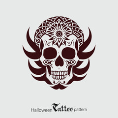 Tribal Skull Tattoo Pattern can be used for T Shirt Printing and Gaming Logo