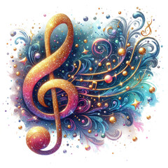 Fantasy Music Notes Sublimation Clipart