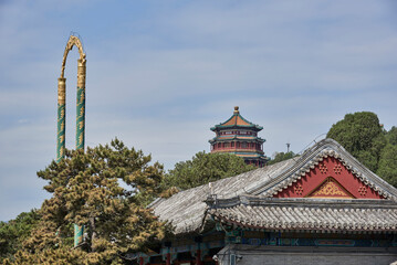 Tower of Buddhist Incense (Foxiangge) on the Longevity Hill of The Summer Palace, complex of gardens and palaces in Beijing, China