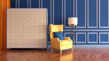 Room interior with Wall Background. 3D rendering ,3D illustration	
