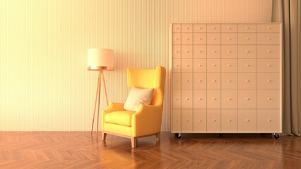 Room interior with Wall Background. 3D rendering ,3D illustration	
