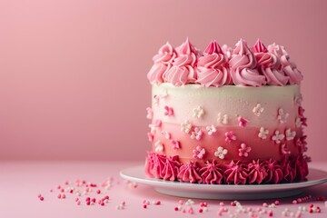 Pink and White Cake on Plate